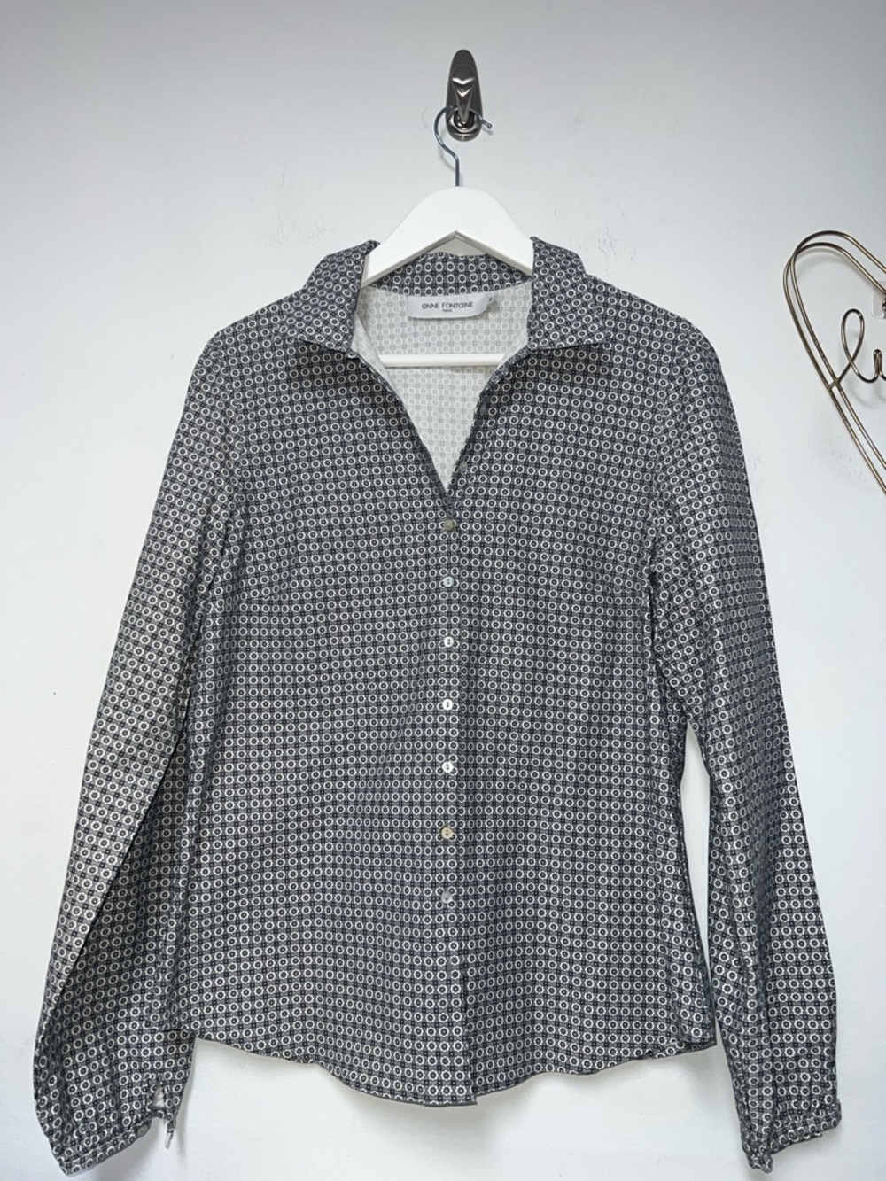 Anne Fontaine grey  & White floral Button-Up Shirt size 44 US 12